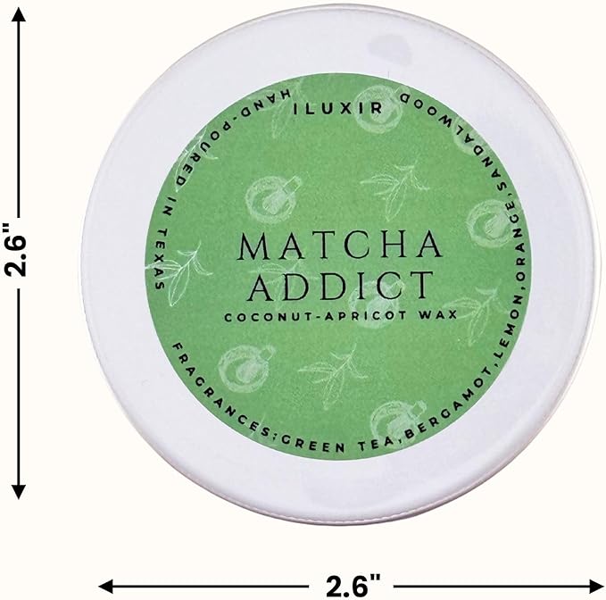 Matcha Scented Candle – Green Tea, Citrus & Sandalwood – Handcrafted, Non-Toxic, Coconut-Apricot Wax – Hand-Poured in The USA – Aromatherapy Candle Set for Relaxation (Pack of 4, 2 oz. Each)