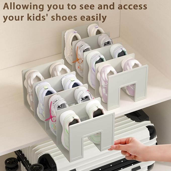 Kids Shoe Rack - 2 Pack Shoe Organizer for Toddlers & Children, Space-Saving Nursery Shoe Storage Shelf, Small Baby Shoes Display Rack for Closet/Entryway, for Desk File Book Organizer (White)