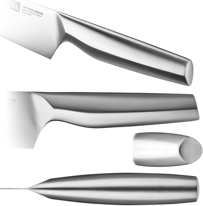 19 Piece Contour High Carbon Stainless Steel Kitchen Knife Set with Knife Sharpener Non-Slip Handles Knife Set with Block