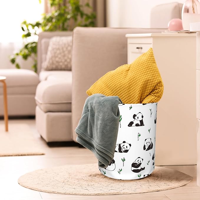 Laundry Hamper, Cute Pandas Animal Laundry Basket,Waterproof Foldable Storage Bin for Bedroom,Clothes Organizer Basket,Toys Box 16x20 Inch