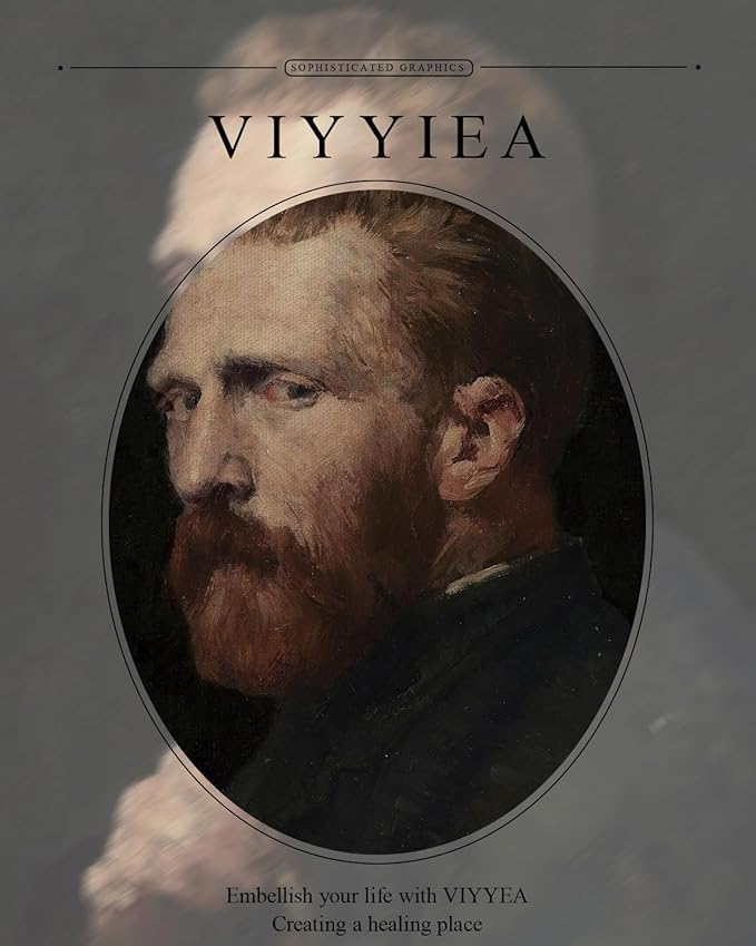 VIYYIEA Gold Framed Wall Art Canvas Print Home Decor Van Gogh Self Portrait Painting Wall Decor Classic Art Prints Artist Wall Pictures for Living Room Decor Gallery Office 11x14in