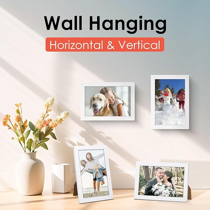 FIXSMITH 4x6 Picture Frame Set of 6, White Photo Frames Bulk with HD Plexiglass for Wall Hanging or Tabletop Display, Multi Picture Frames Collage for Wall Decor