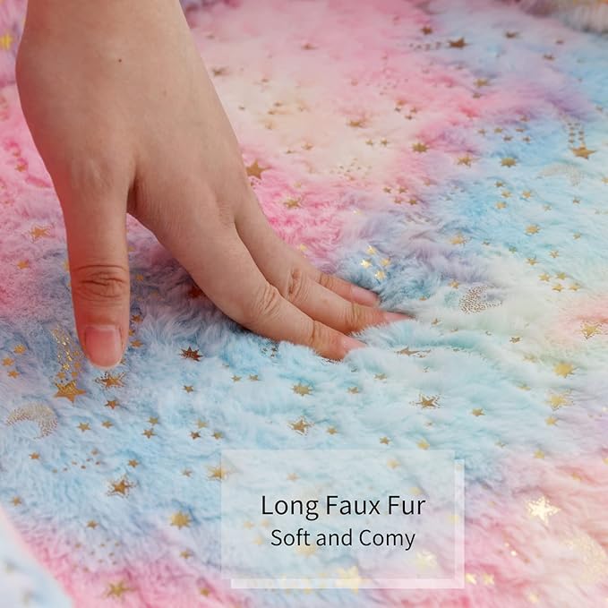 HEAH-YO Swivel Kids Chair with Wheels, Adjustable Kids Desk Chair with Armrest and Back, Cute Faux Fur Kid Study Chairs for Boys and Girls, Light Multi-Colour