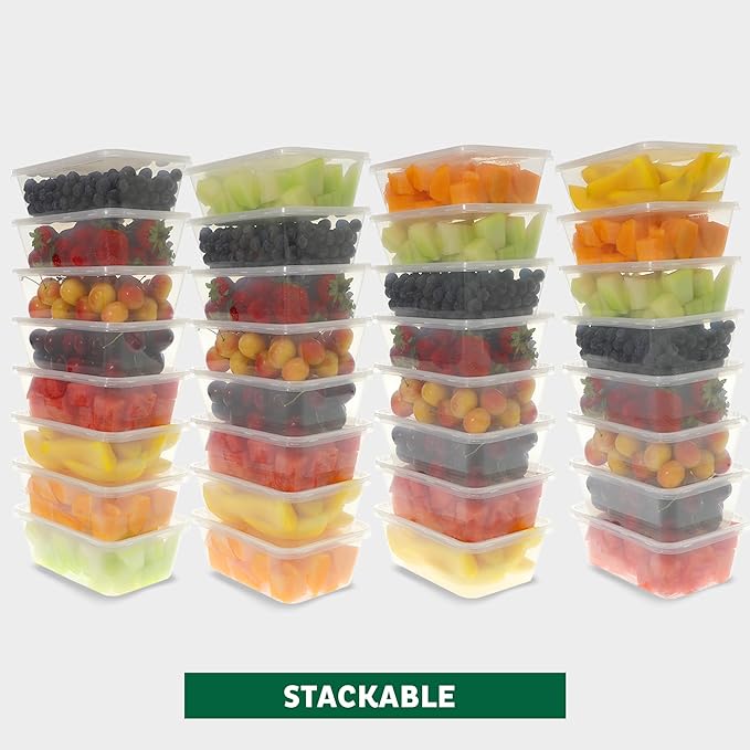 Freshware Food Storage Containers [50 Set] 25 oz Plastic Deli Containers with Lids, Slime, Soup, Meal Prep Containers, BPA Free, Stackable, Leakproof, Microwave, Dishwasher and Freezer Safe