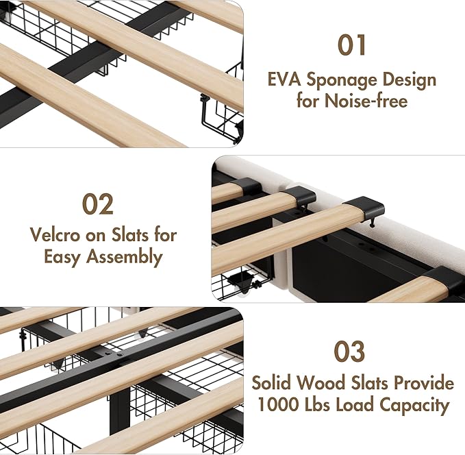 Twin LED Bed Frame with Storage Headboard & Charging Station, Velvet Fabric Platform Bed Frames with 3 Drawers, Button Tufted Upholstered, No Box Spring Needed, Beige