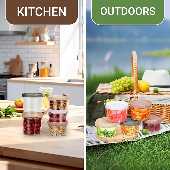 ASEVAT 8-Pack 16oz, Plastic Storage Containers With Lids Kitchen, Food Storage Container with Lid, Microwave Safe Bowls, Freezer Safe Bowl, Meal Preparation Jar