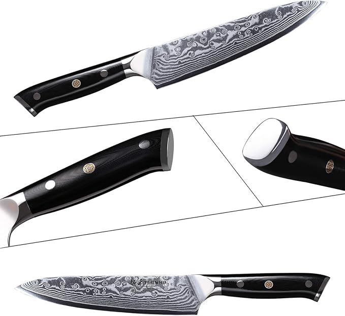 Professional Utility knife 5 Inch - Classic Damascus Japanese VG-10 Steel Kitchen Knives