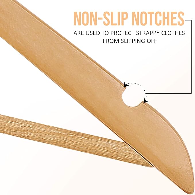 Utopia Home Premium Wooden Hangers 50 Pack - Durable & Slim Coat Hanger - Suit Hanger with 360-Degree Rotatable Hook - Wood Hangers with Shoulder Grooves (Natural Color)