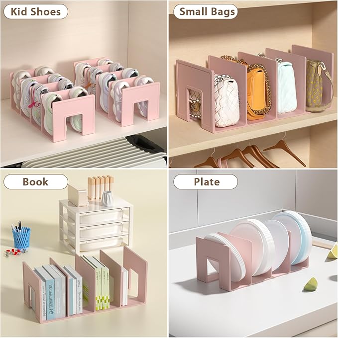 Kids Shoe Rack - 2 Pack Shoe Organizer for Toddlers & Children, Space-Saving Nursery Shoe Storage Shelf, Small Baby Shoes Display Rack for Closet/Entryway, for Desk File Book Organizer(Pink)