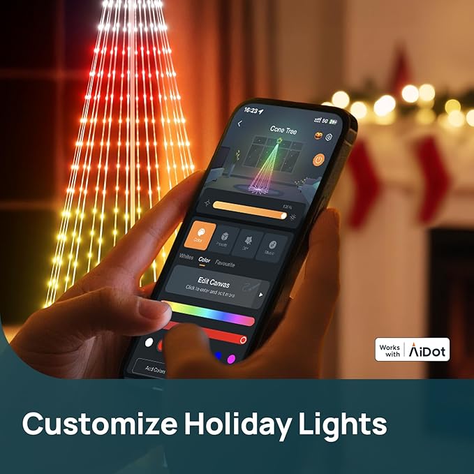 Linkind Christmas Cone Tree Lights, 7ft 460 LEDs Christmas Tree Lights, 85+ Scene Modes, App-Controlled, IP65 Waterproof Outdoor Indoor String Lights for Xmas Decorations, Music Sync, Holiday Decor