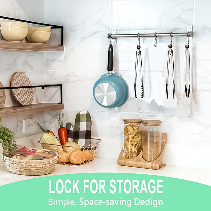 HST Tongs for Cooking with Silicone Tips(3 Pack), Non Stick Kitchen Tongs with Silicone Tip for Cooking BBQ Baking (9", Black)