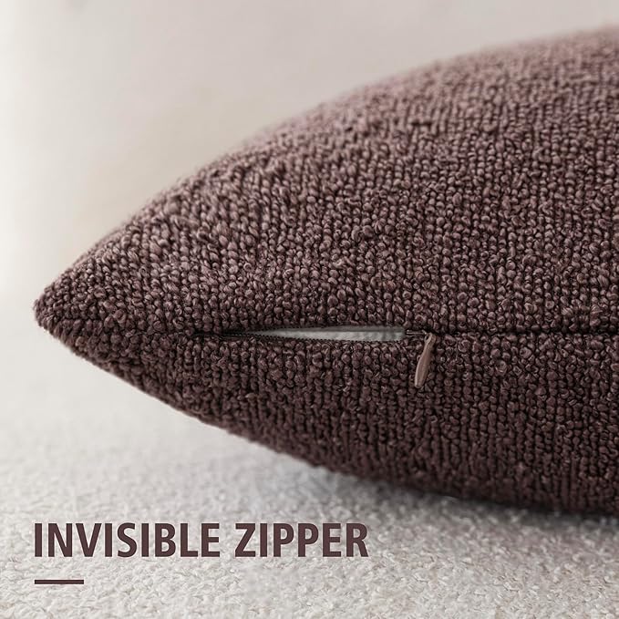 Foindtower Pack of 2 Textured Boucle Throw Pillow Covers Accent Solid Decorative Lumbar Pillow Cases Cozy Soft Couch Cushion Case for Chair Sofa Bedroom Living Room Home Decor 12x20 Inch Dark Purple