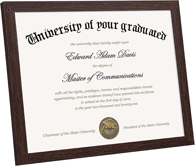 upsimples Certificate Frame with High Definition Glass, 8.5 by 11 Picture Diploma Document Frames for Wall and Tabletop, Brown 5 Pack