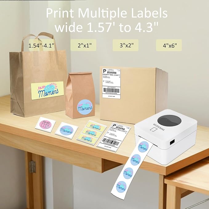 Thermal Shipping Label Printer 4x6 Label Print,Bluetooth Thermal Label Printer, White for Shipping Package, Compatible with iPhone, Android, Amazon, Shopify, UPSP