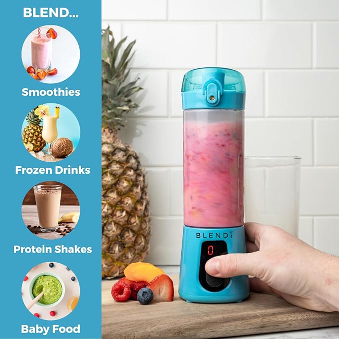 BLENDi Pro+ Portable Blender (New 2025 Model, 17.5oz, Turquoise) – Upgraded 120W Motor, USB-C Rechargeable, Cordless Personal Blender for Smoothies & Shakes – BPA-Free, Self-Cleaning, Travel-Friendly
