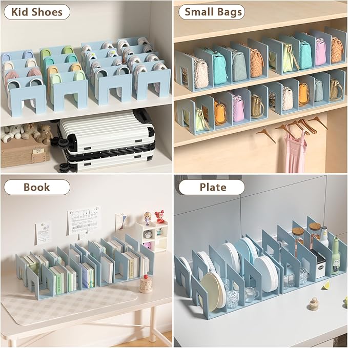 Kids Shoe Rack - 4 Pack Shoe Organizer for Toddlers & Children, Space-Saving Nursery Shoe Storage Shelf, Small Baby Shoes Display Rack for Closet/Entryway, for Desk File Book Organizer(Blue)