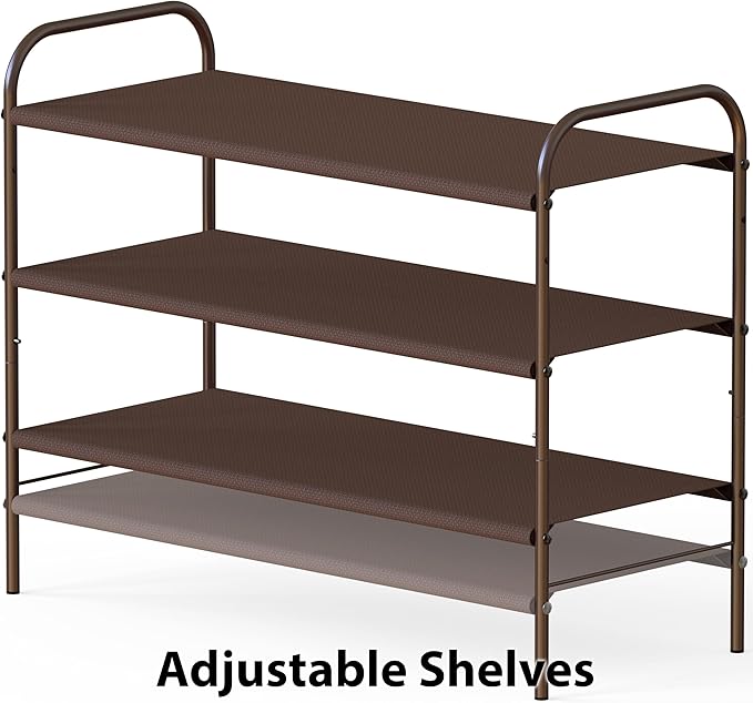 Simple Houseware 3-Tier Shoe Rack Storage Organizer, Bronze – Space-Saving Shoe Shelf, Holds 9–16 Pairs, Sturdy Metal Frame, Easy Assembly – Closet, Entryway, Bedroom Shoe Storage Solution