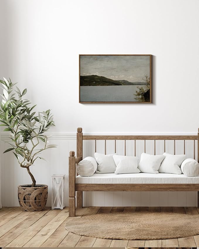 InSimSea Framed Canvas Wall Art Vintage Decor, Classical Landscape Paintings Artwork, Large Prints, Vintage Nature Decor, Retro Wall Decoration for Bedroom Living Room Bathroom, 20"x30"