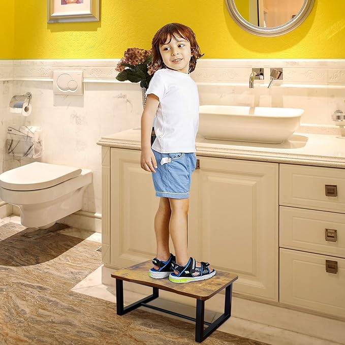 Wooden Step Stool,Stepping Stool for Adult & Kids，Wood One Step for Kitchen, Bedroom, Living Room, Bathroom Hold up to 500lbs