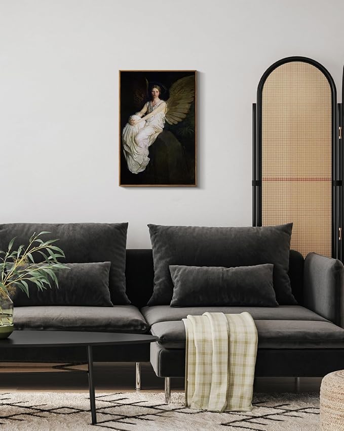 InSimSea Framed Wall Art for Living Room Home DecorStevenson Angel Vintage America Country Memorial Classical Oil Painting Prints Decorative for Living Room Bedroom Office Wall Decor 20x30in