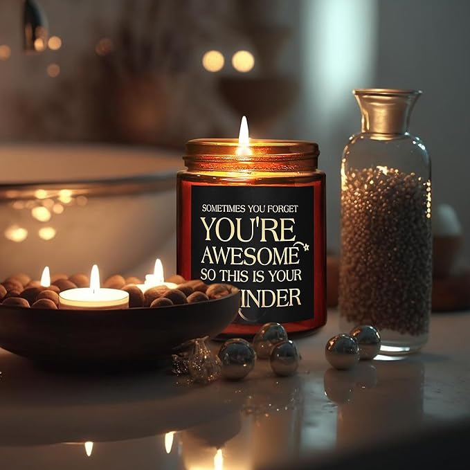 Birthday Gifts for Women, Men - You're Awesome Soy Jar Candles - Unique Thank You, Friendship Gifts for Her, Best Friend, Sister, Girlfriend - Relaxing Stress Relief Scented Candle for Home