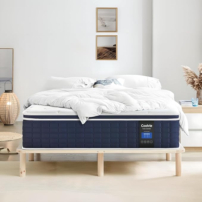 Coolvie Twin Mattress in a Box, Gel Memory Foam Mattress 14 Inch Euro Top Medium Plush Twin Size for Cloud-Like Sleep, Individual Pocket Springs with CertiPUR-US Certified Foam for Pressure Relief