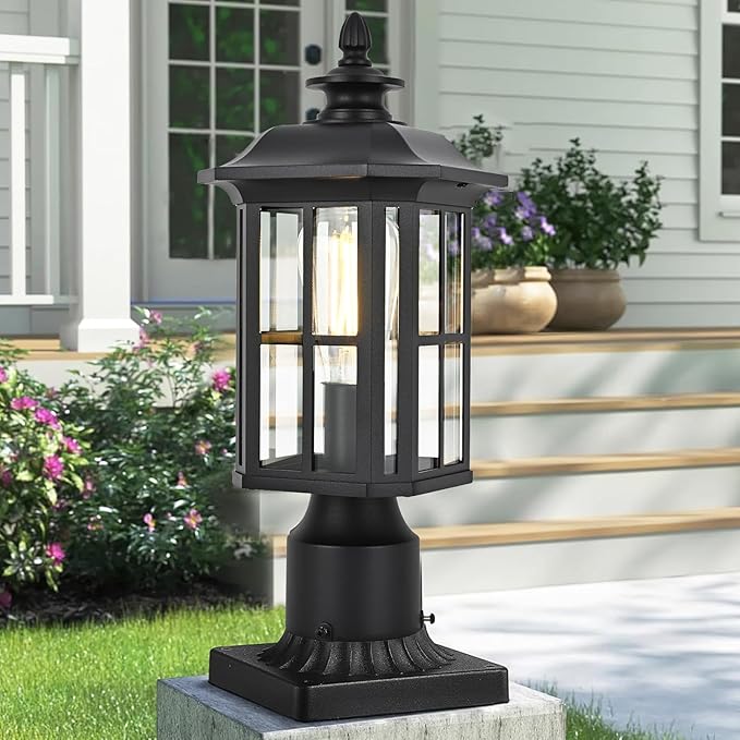 Outdoor Post Lights Outdoor Lamp Post Light Fixture Aluminum with Glass, Post Lamps Outdoor Light Posts for Outside Patio Yard Garden