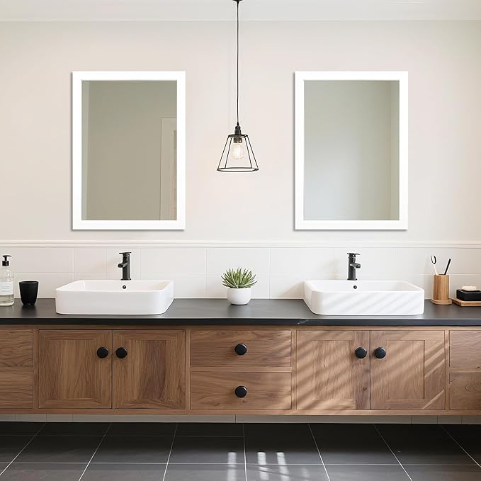 Ruomeng Rectangular Wall Mirror 24" x 36" for Bathroom, Bedroom, Entryway, Living Room, White