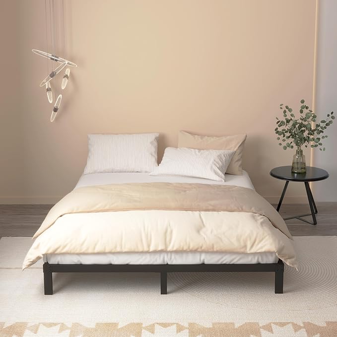 8 Inch Cal King Bed Frame No Box Spring Needed, Heavy Duty California King Metal Platform Support Up to 3000 lbs with Steel Slat, Easy Assembly, Noise Free, Black