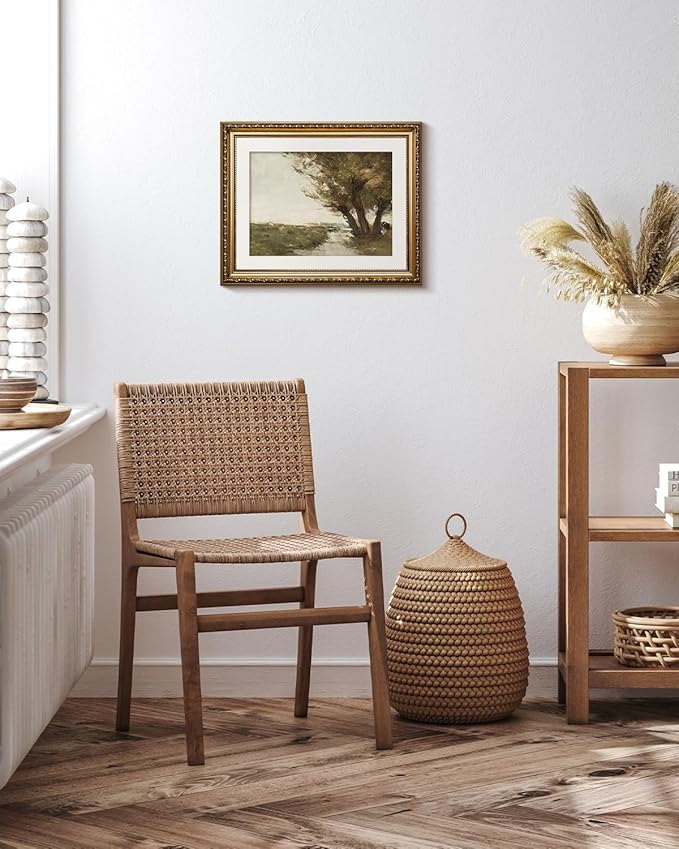 VIYYIEA Gold Framed Wall Art Canvas Print Home Decor Vintage Countryside Road Wall Pictures Aesthetic Room Decor Landscape Oil Painting Prints Wall Decor for Living Room Office Bedroom 13x16in