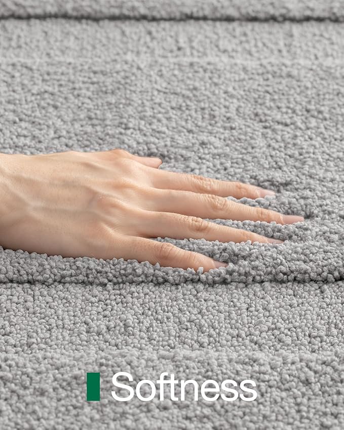 LUMI Ultra Soft Bathroom Rugs Non Slip with Rubber Backing, Absorbent Washable Bath Mat Quick Dry, Upgraded Premium Microfiber Plush Carpet for Bathtub and Shower Floor, Grey,24x60