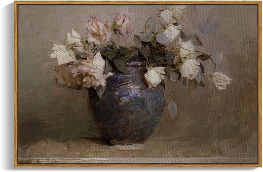 InSimSea Framed Canvas Wall Art Vintage Decor, Retro Floral Rustic Decorations for Living Room, Farmhouse Wall Decor for Living Room Bedroom, 24"x36"