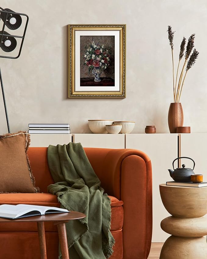 VIYYIEA Gold Framed Wall Art Canvas Print Home Decor Flower Wall Decor Vintage Botanical Prints Floral Paintings Art Pictures Room Decor Floral Wall Art Prints for Living Room Bedroom Office 11x14in