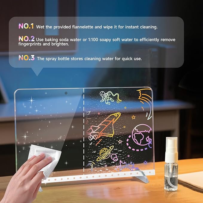 Lumiboard Led Drawing Board for Kids,13.7"*10.1"Acrylic Light Up Drawing Dry Erase Board for Kid,Doodle Board with 7 Lights, 4 Dynamic Modes Led Message Writing Board Led Note Board for Office/School