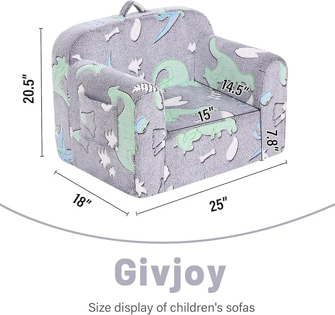 Toddler Chair – Plush Kids Sofa, Comfy Convertible Lounger for Boys & Girls, Bedroom & Reading Chair