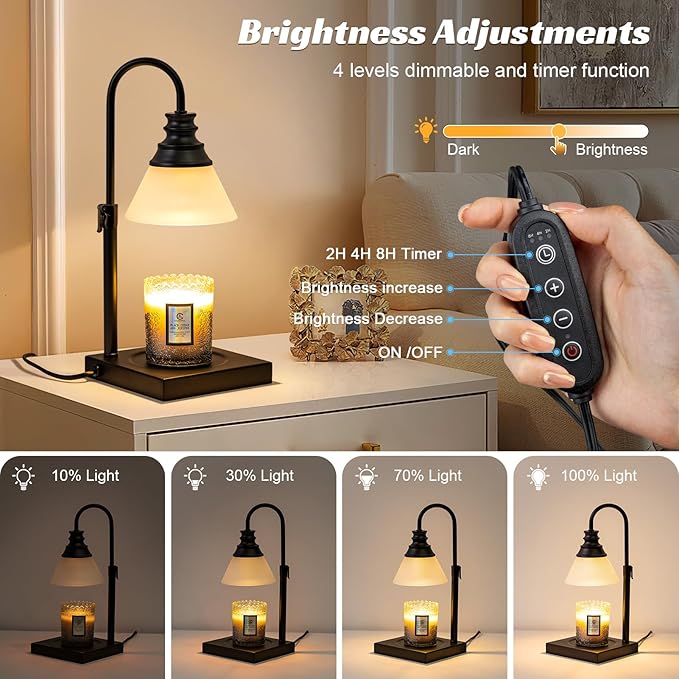 TantaScent Electric Candle Warmer Lamp in Vintage Birdcage Design with Timer – Scented Jar Candle Melter for Home Decor, Housewarming, Birthday, and Christmas (Includes 2 Bulbs) (Frosted White)