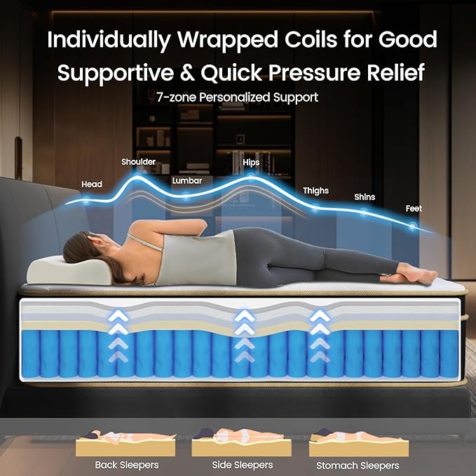 King Size Mattress [New Version], 14 Inch Gel Memory Foam Hybrid Mattress King Bed in a Box, Pressure & Pain Relief, Medium Firm, CertiPUR-US, Individual Pocket Spring, Edge Support