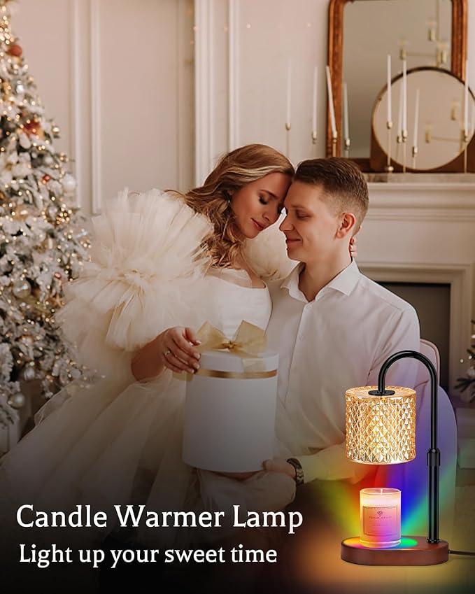 Candle Warmer Lamp with 8 Colors LED Changing and Timer Dimmer, Candle Warmer with RGB Model Height Adjustable for All Size Scented Candles with 2 Bulbs, Christmas Gift for Mom, Wife,Friends