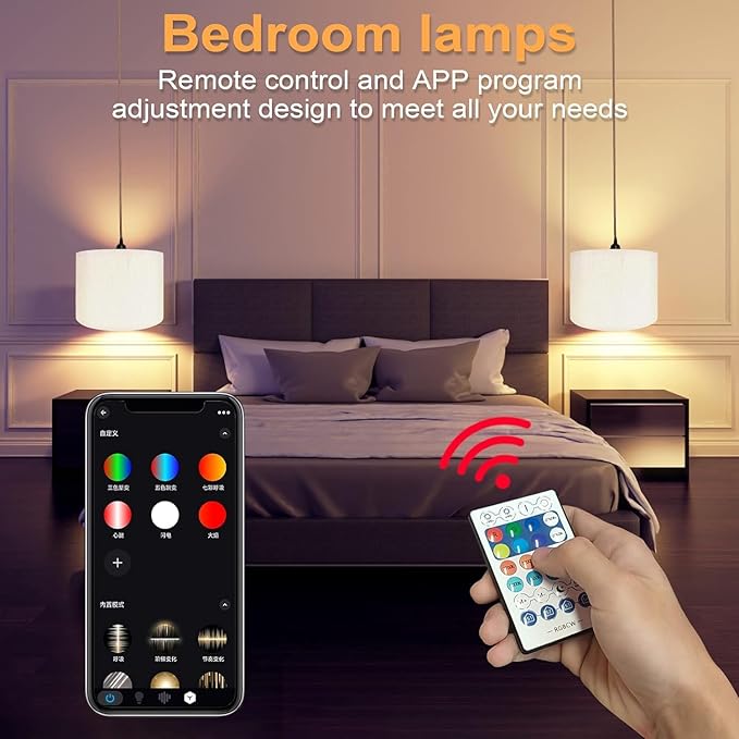 Plug in Pendant Light, Hanging Lamp with RGB Smart Bulb, Hanging Lights with Plug in Cord Hanging Lights for Bedroom Kitchen Living Room Dining Room Pendant Light Fixture
