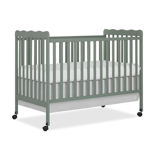 Dream On Me Carson Classic 3 in 1 Convertible Crib in Meadow Green, GreenGuard Gold & JPMA Certified Baby Crib, Comes with Locking Wheels, Coverts from Crib to Day Bed and Kids Sofa