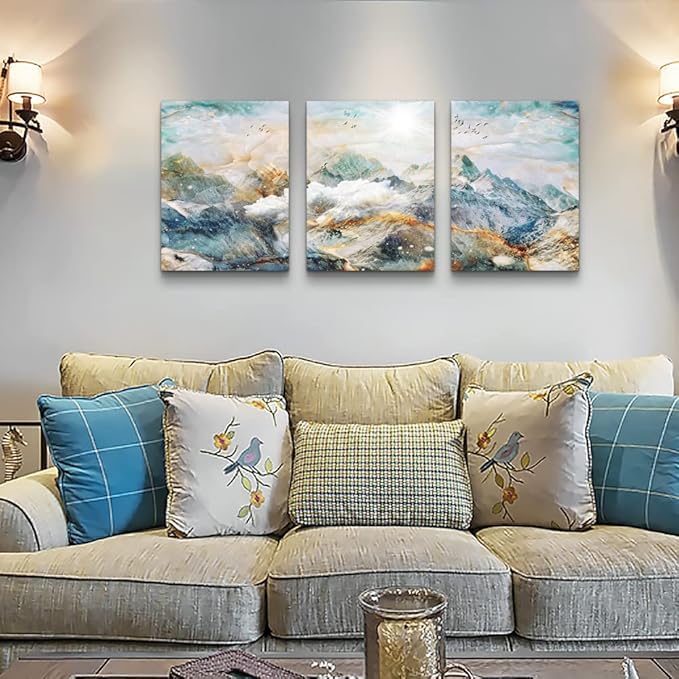 Abstract Canvas Wall Art For Living Room Canvas Prints Artwork Bedroom Wall Decor Abstract Mountain Landscape Painting Room Decor Pictures Artwork Office Wall Decorations Farmhouse Home Decor 3 Piece