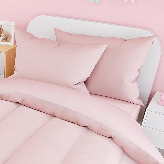 SANDJEST Pink Duvet Cover Sets Full Size for Kids Girls, Incude 1 Polyester Comforter Cover 80x90 Inches and 2 Pillowcases 20x26 Inches, Comforter Not Included, Gift for Christmas Birthday