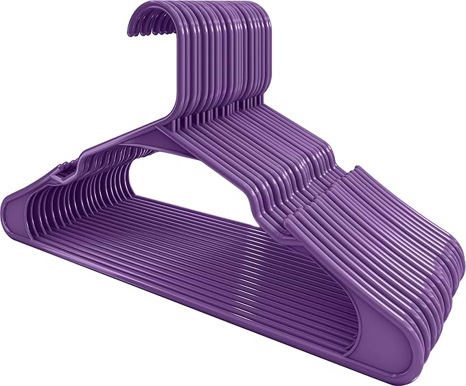 Utopia Home Plastic Hangers 30 Pack - Perfect Space Saving Clothes Hanger - Durable and Strong - Perfect Closet Organizers with Shoulder Grooves (Purple)