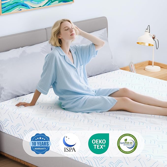 Twin Memory Foam Mattress, 10 Inch Cooling Gel Bed in a Box, Foam Mattress with Removable Cover No Fiberglass, Support Cool Night Sleep & Pressure Relief, Made in USA, White(75"*39"*10")