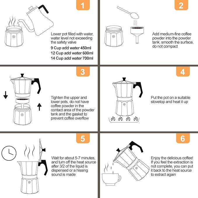 Aluminum 9 Cup 450ml Moka Pot Express Coffee Maker Stovetop Espresso Percolator Coffeemaker Italian Classic Style Brewing Greca Cafe Mocha Machine for Cafeteras Lover Camping Travel and Home Use 15oz