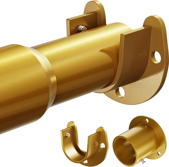 Mavivegue Closet Rod, 17 to 28 Inch Gold Adjustable Closet Rods for Hanging Clothes, Hanging Rod for Closet Wardrobes Laundry RV, Bathroom