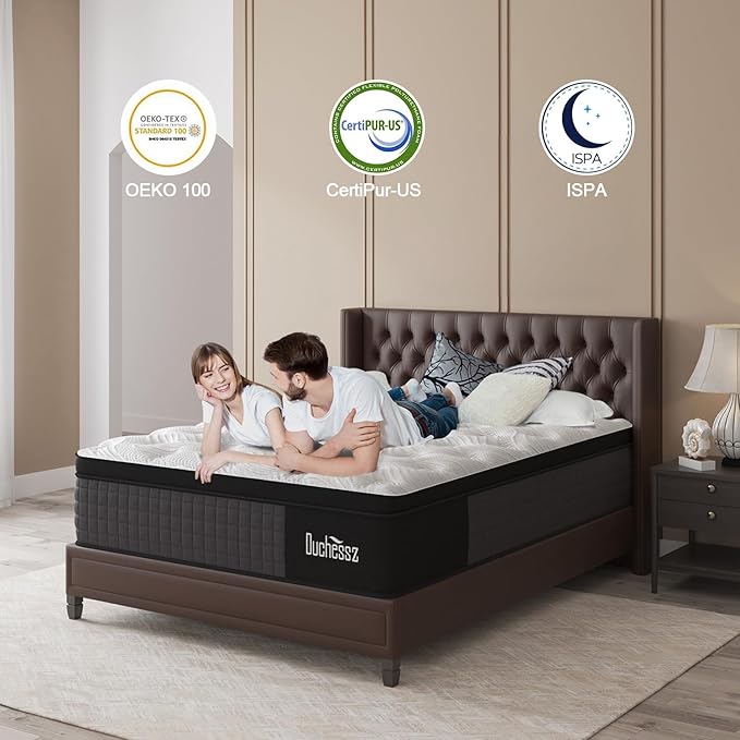 King Mattress, 12 Inch Hybrid Mattresses Eurotop with Gel Memory Foam,Motion Isolation Individually Wrapped Pocket Coils Breathable Comfort Soft Pressure Relief 100 Night Trial