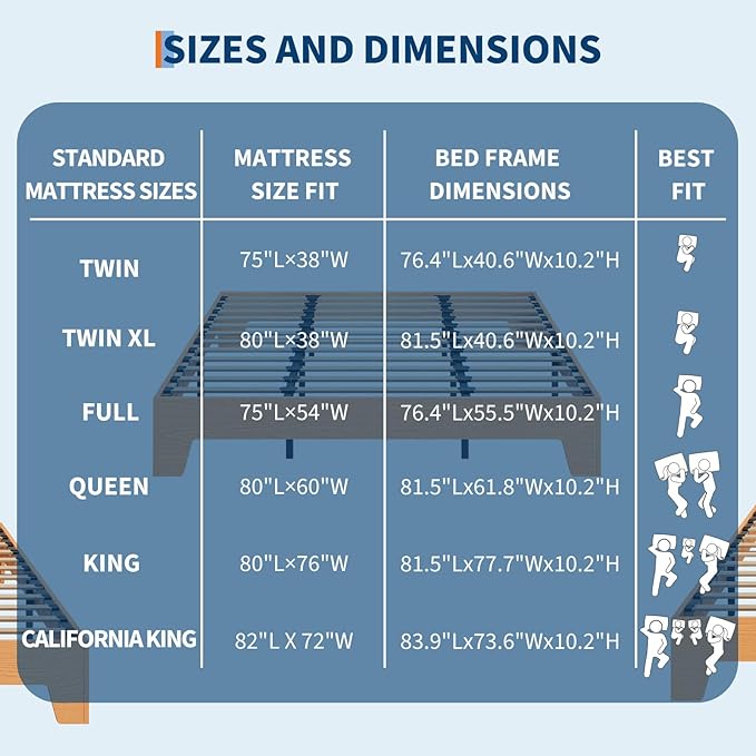 Garvee Wood Platform Bed Frame, Full Size Bed Frame, Wood Slat Support, No Box Spring Needed, Easy Assembly, Noise-Free Design, Underbed Space for Storage