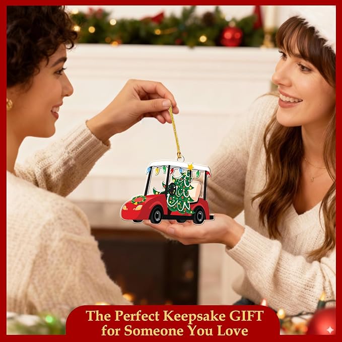 Golf Cart Cute Christmas Ornaments 2025 – Funny Christmas Golf Decorations, for Golfers, Men, Women - Unique Golf Christmas Ornaments and Decoration for Tree
