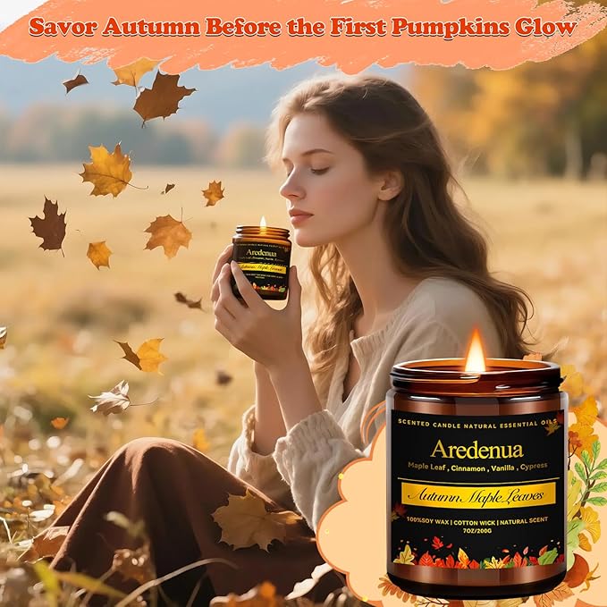 Fall Candles | Vanilla Cream Candle - Autumn Creamy Scented Candle for Home, 7oz Autumn Soy Candles for Home Scented, 50 Hours Burn Time, Fall Gifts for Women Men